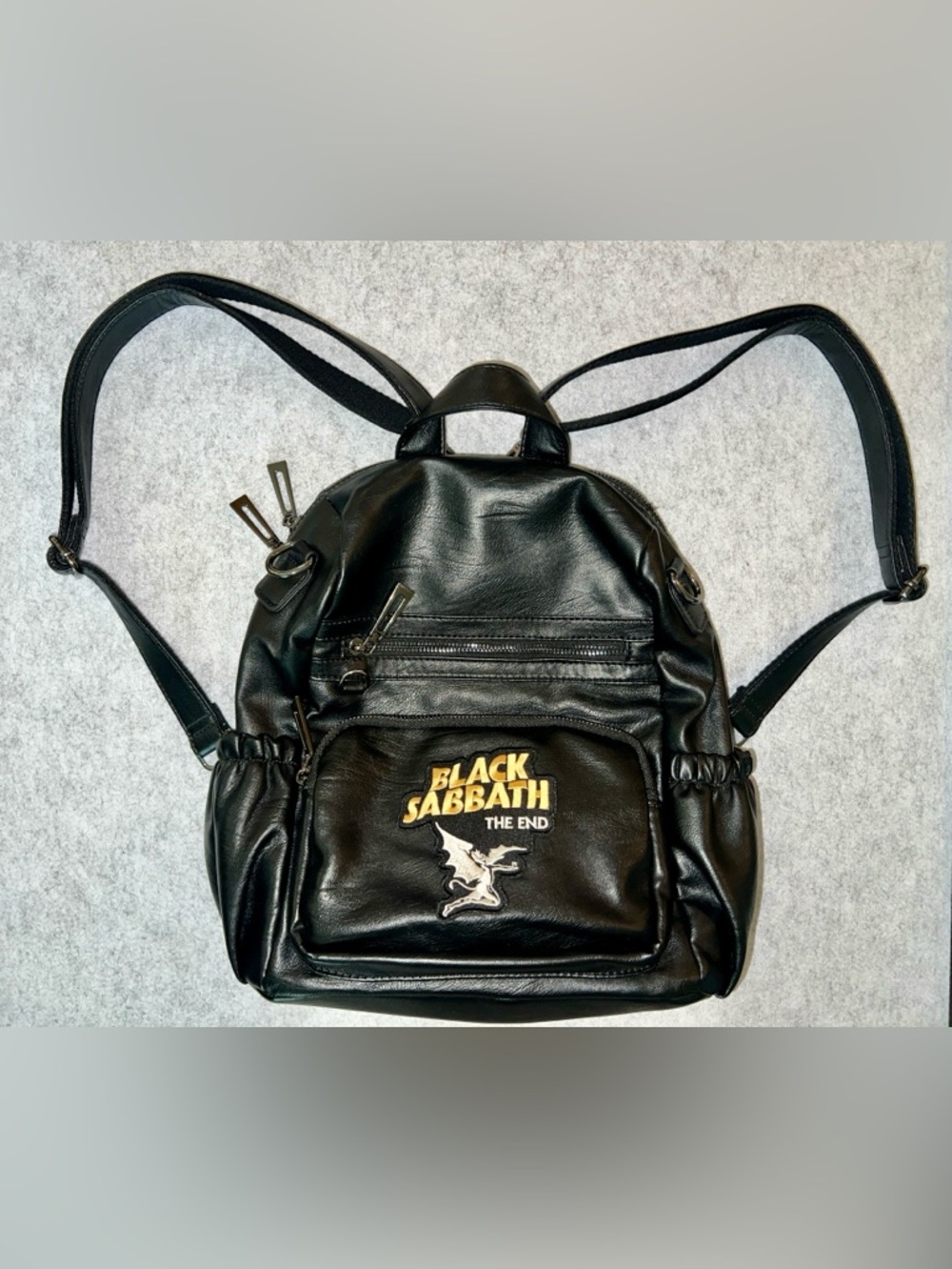 Vintage Black Sabbath The End Black Leather Backpack